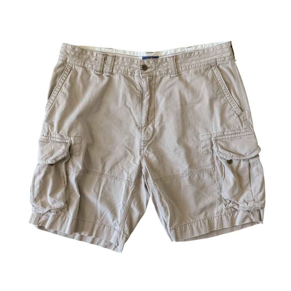 VTG Polo Ralph Lauren Cargo Shorts Men Sz 40 Classic Chino Khaki Relaxed 90s Y2K